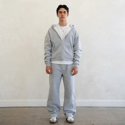 600 GSM 'Heather Grey' Zip-Up Hoodie