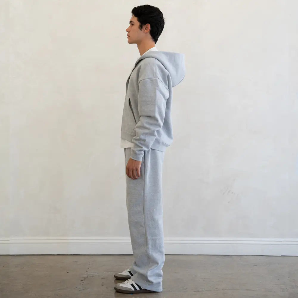 600 GSM 'Heather Grey' Zip-Up Hoodie