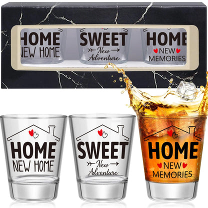 Garybank Housewarming Gifts Shot Glasses Set House Warming Presents for New Home & Apartment Housewarming Shots for New House First Home Gift Ideas for Homeowner Couples - 2 Oz (3 Pack)
