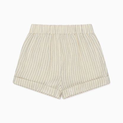 Floral Cotton Blouse & Striped Muslin Shorts Outfit