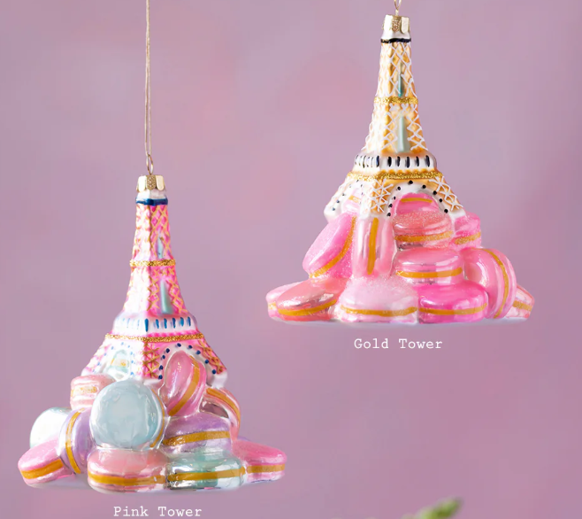 Eiffel Tower on Macaron Ornament - Select Color