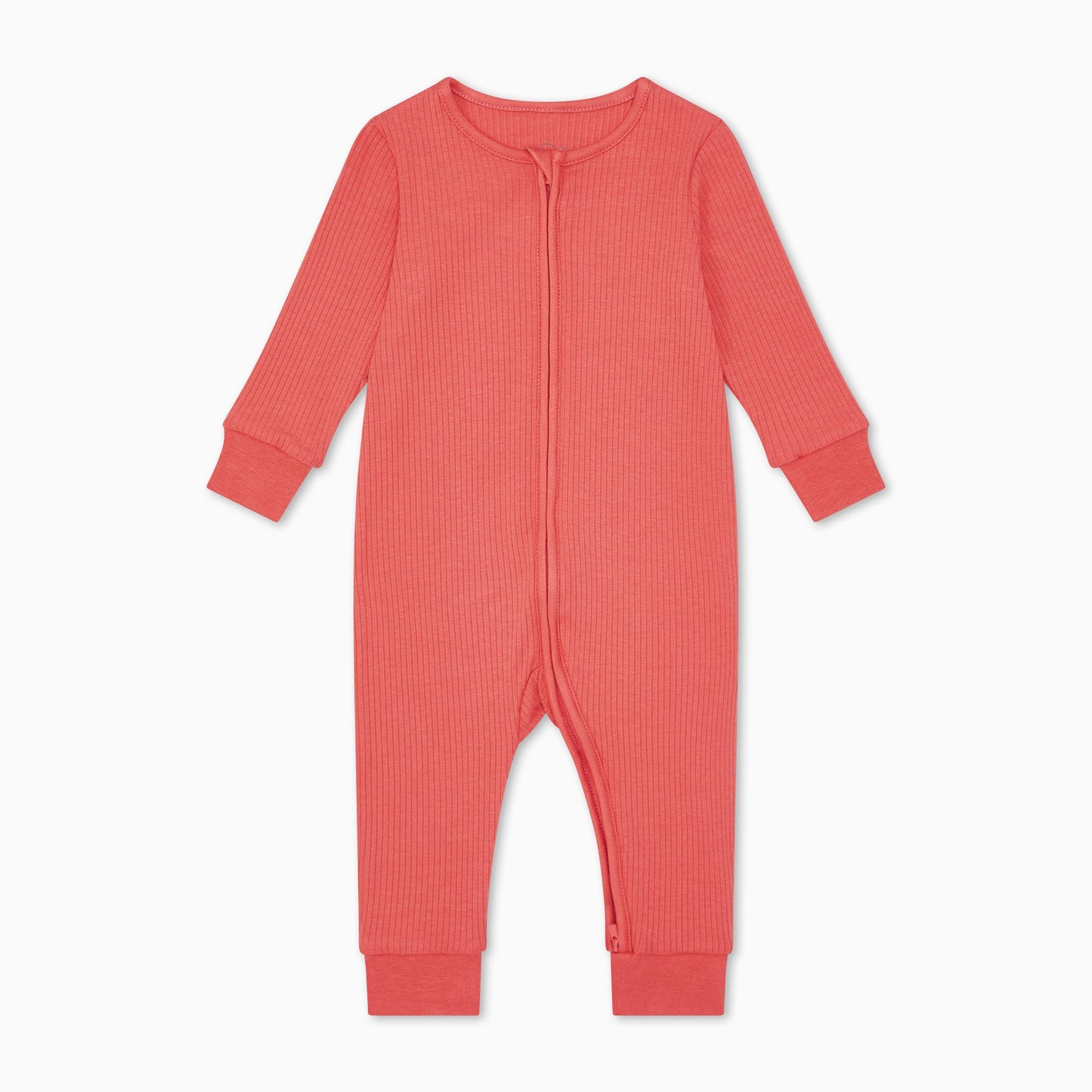 Coral Ribbed Clever Zip Sleepsuit