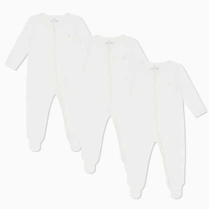 Clever Zip Sleepsuit 3 Pack - White