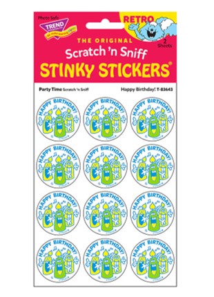 Happy Birthday!, Party Time scent Retro Scratch 'n Sniff Stinky Stickers