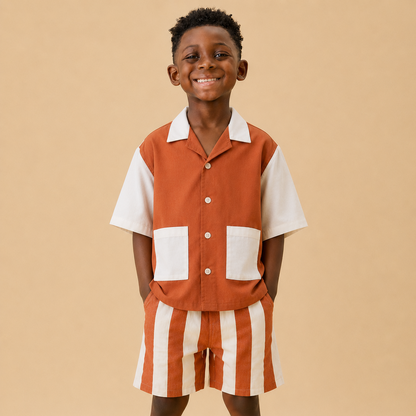 KIDLY by MORI Colourblock Cotton Shirt
