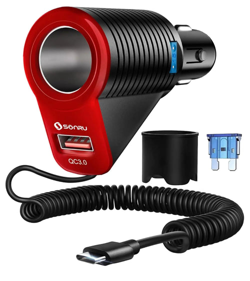 Car Charger USB C 3 in 1 Car Phone Charger Adapter PD&QC 3.0 with 6Ft 30W Type C Coiled Cable with 120W Fast Charging Car Cigarette Lighter Adapter for iPhone 16/15 Pro Max Plus Moto/LG/Android