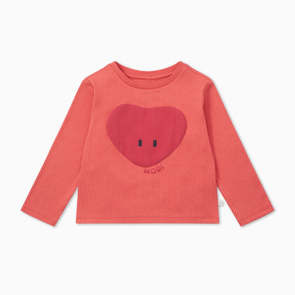 Heart Ribbed Long Sleeve Top