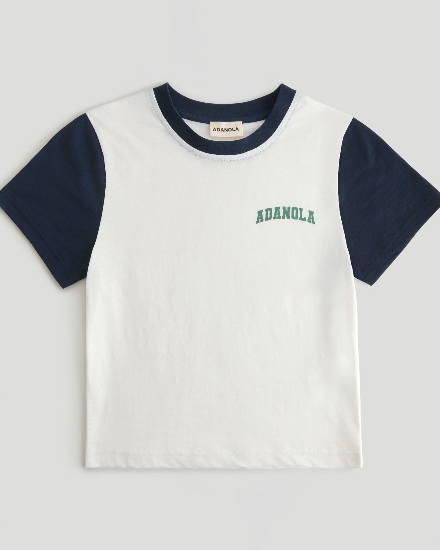 Varsity Colour Block Classic Slub T-shirt - White/Navy Blue