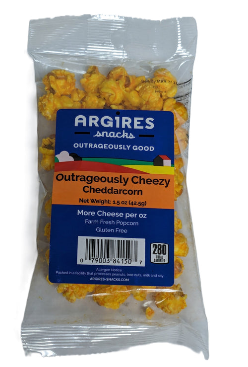 Argires Snacks Outrageously Cheezy Cheddarcorn Popcorn - 1.5 OZ 60 Pack