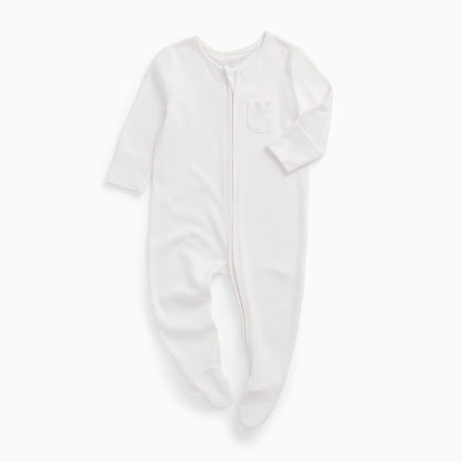 Clever Zip Sleepsuit - White