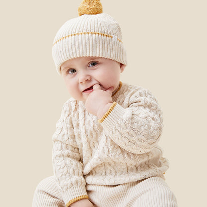 Cable Knit Tipped Jumper & Leggings Outfit