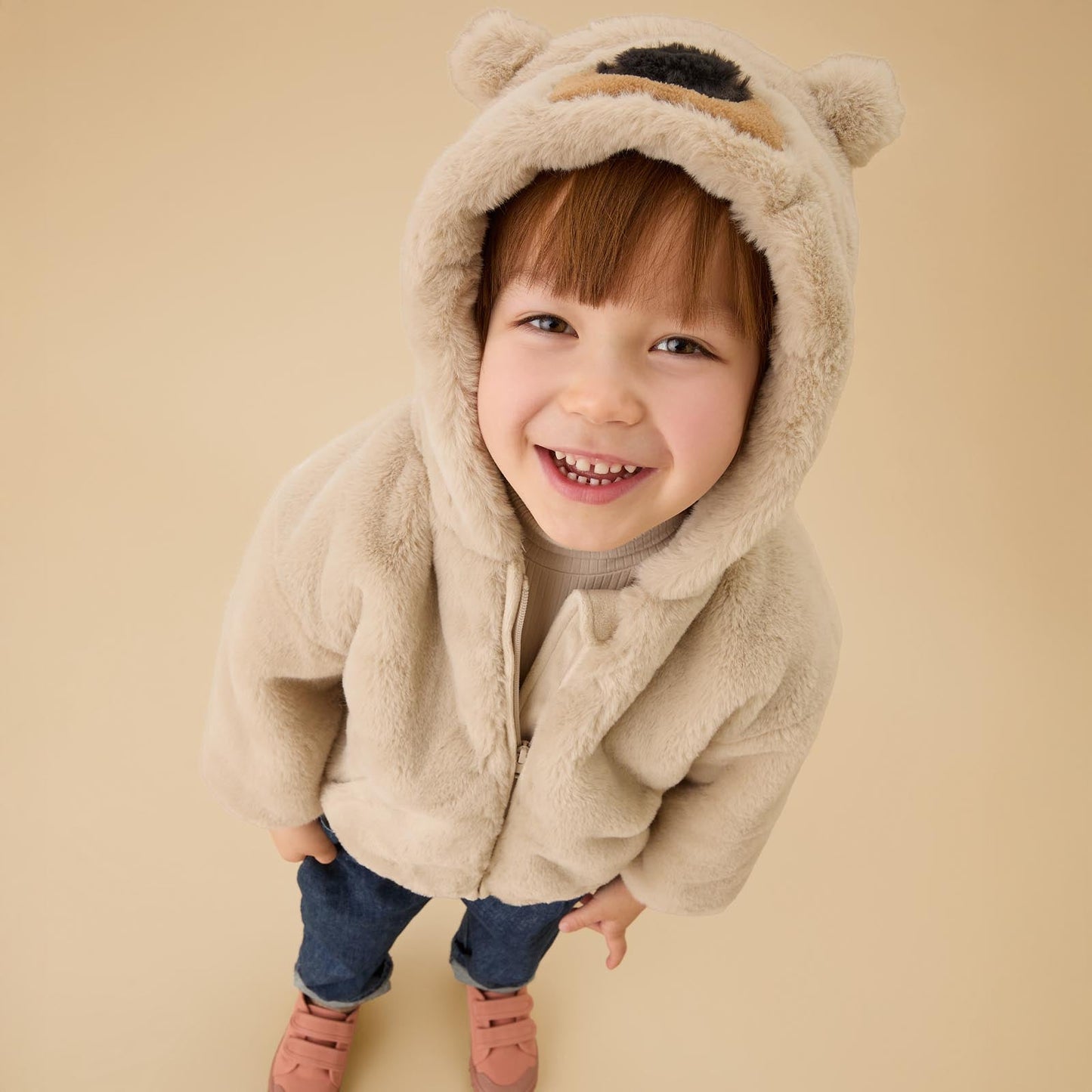 Bear Faux Fur Hooded Jacket