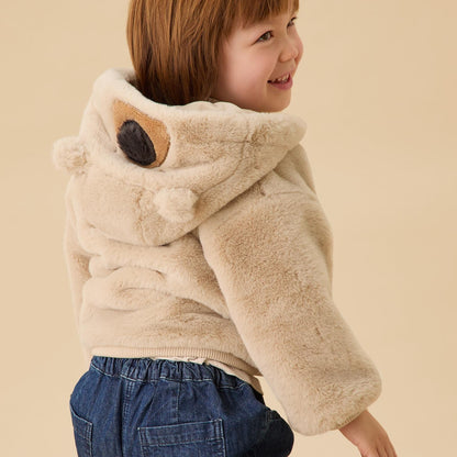 Bear Faux Fur Hooded Jacket