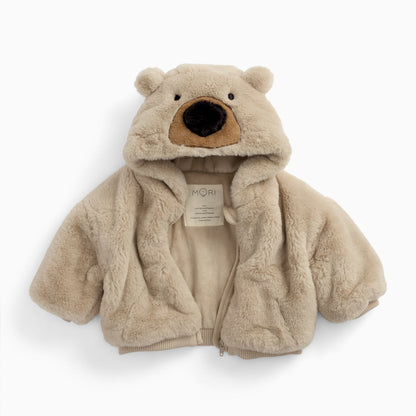 Bear Faux Fur Hooded Jacket