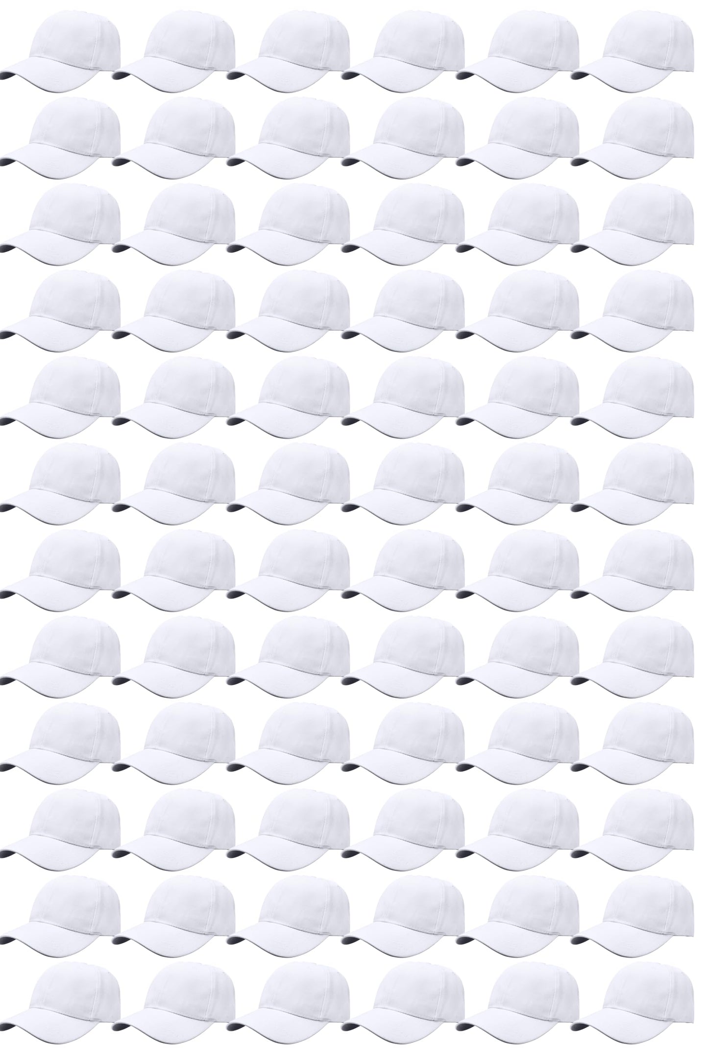 Gelante Bulk Plain Blank Baseball Caps Adjustable Back Strap. 001-White-72PC