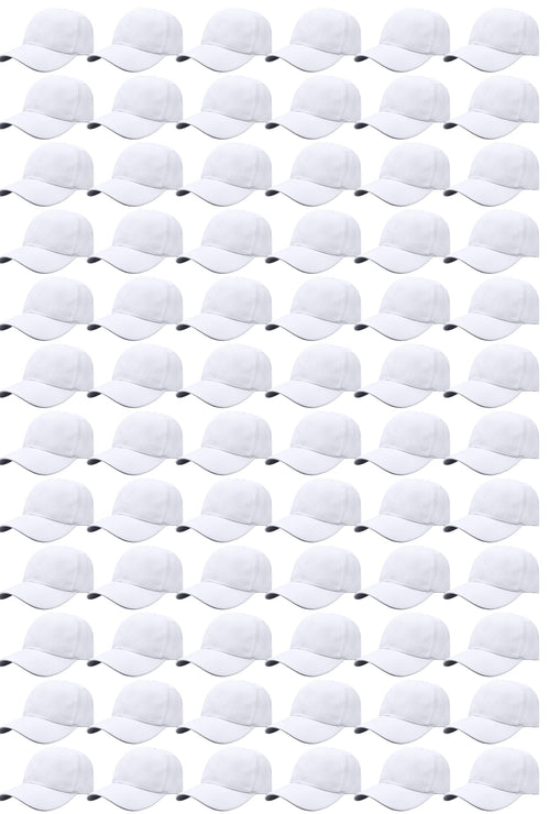 Gelante Bulk Plain Blank Baseball Caps Adjustable Back Strap. 001-White-72PC