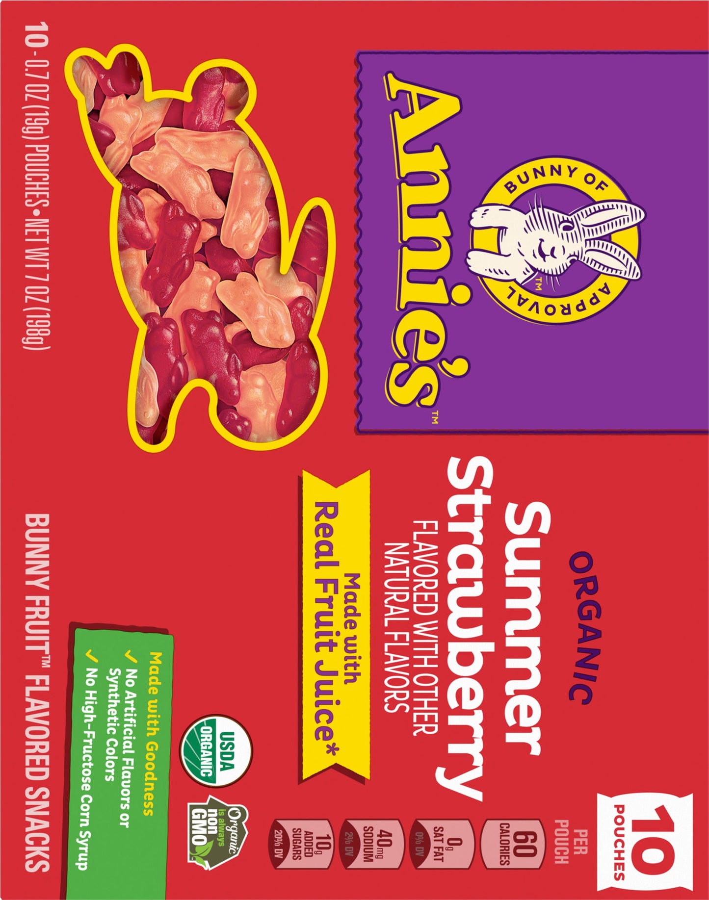 Annies Organic Summer Strawberry Bunny Fruit Snacks - 7.0 OZ 8 Pack