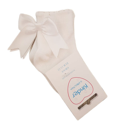 Baby Girls Ankle Socks with Bow - White - 0-2.5 (6-12m)