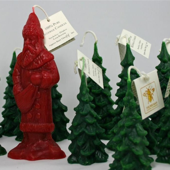 100% Pure Beeswax Victorian Santa  -Deep Red - The Bee Man Candle Company