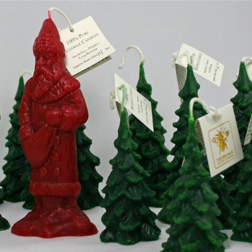 100% Pure Beeswax Victorian Santa  -Deep Red - The Bee Man Candle Company