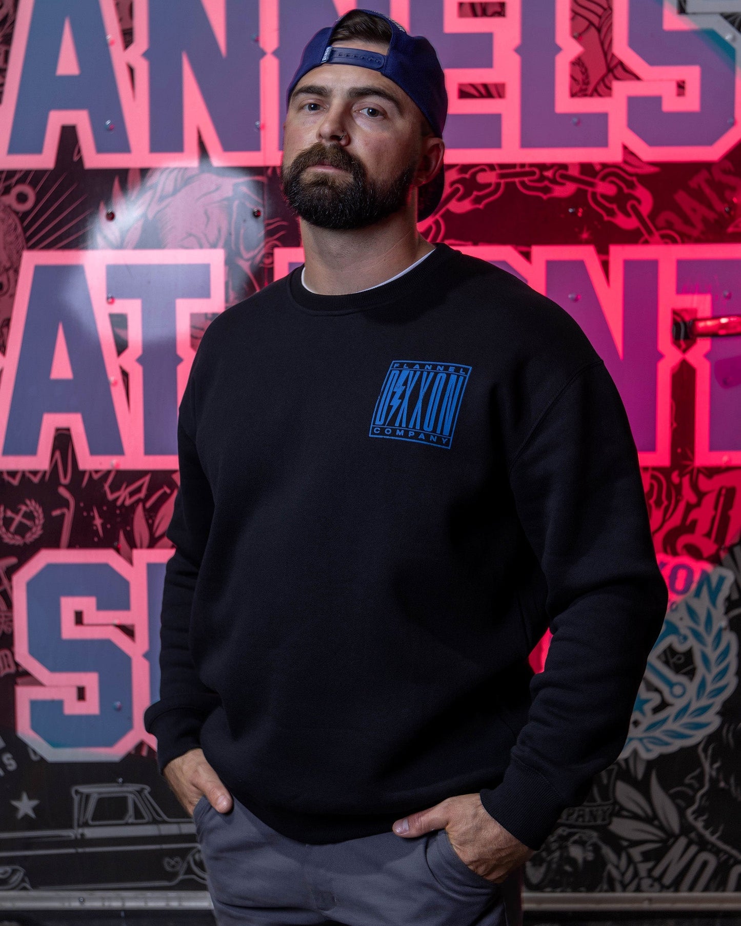 Blue Charged Crewneck Sweatshirt - Black