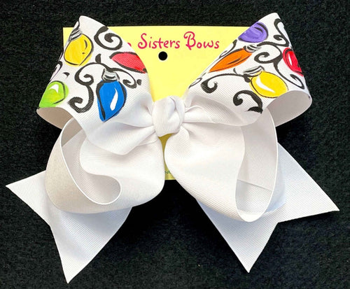 Bulb Vine - Handpainted White Hair bow - Choose 6â or 8â
