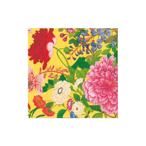 A Profusion of Flowers, Yellow - Caspari Cocktail Napkin