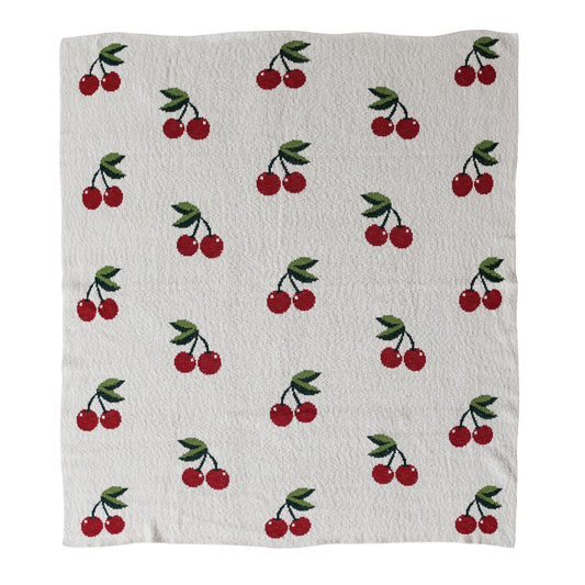 Cherries Knit Baby Blanket