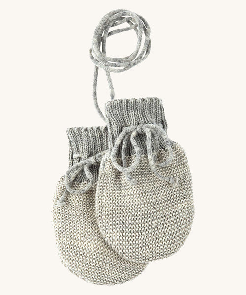 Disana Merino Wool Baby Mittens - Grey / Natural