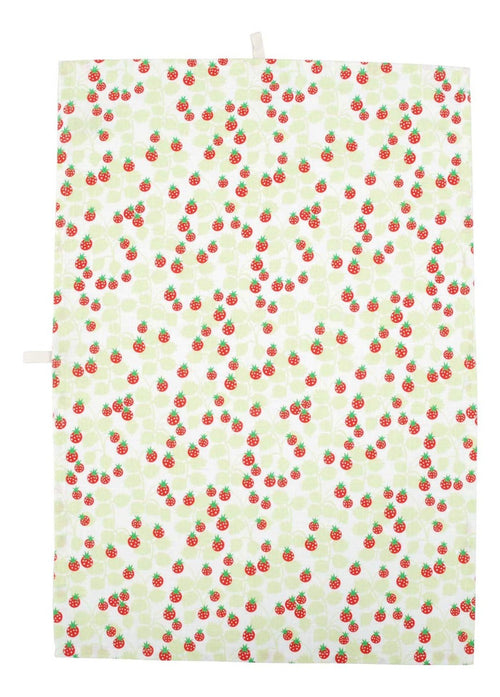 Duns Tea Towel - Wild Strawberries Paradise Green