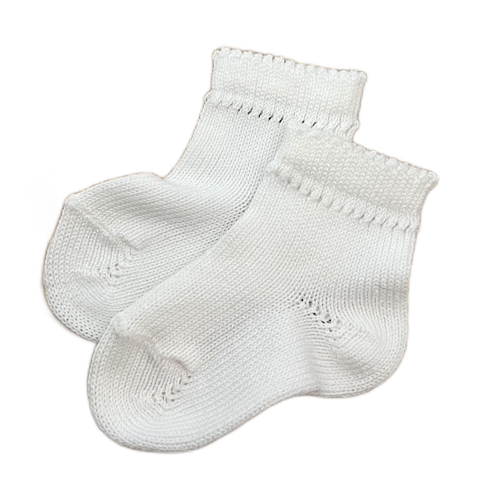 Elasticated Cotton Ankle Socks - White
