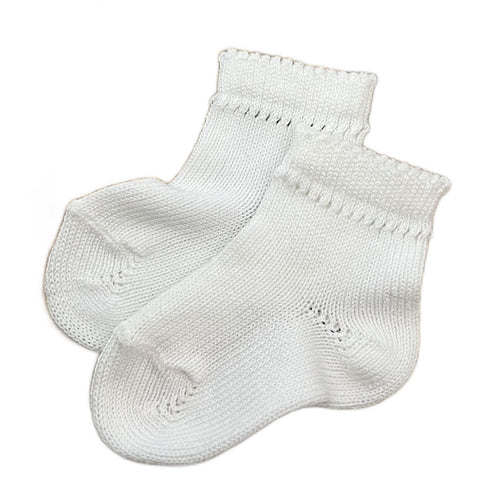 Elasticated Cotton Ankle Socks - White