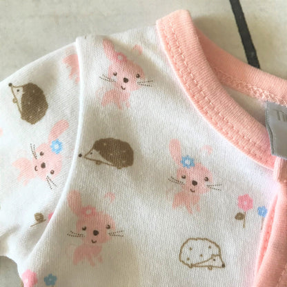 I Love Cuddles White with Pink Rabbit and Hedgehog Sleepsuit
