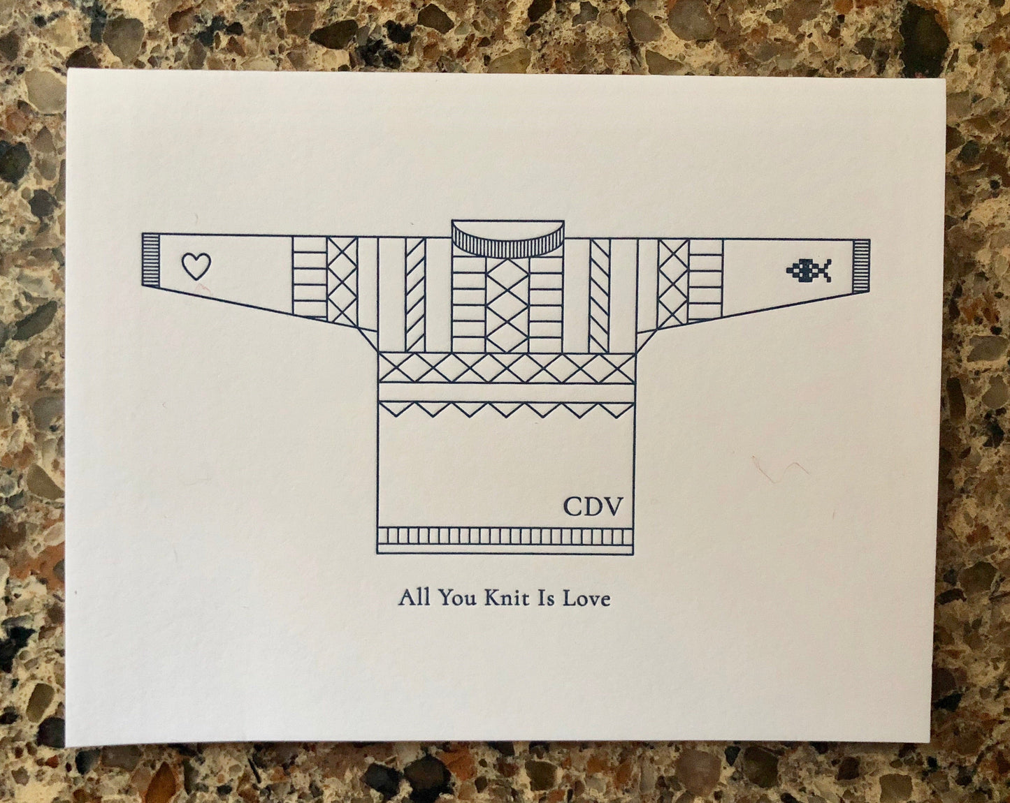 Cordova Gansey Letterpress “All You Knit is Love” Card