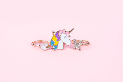 Boutique Butterfly & Unicorn Ring, 3pcs