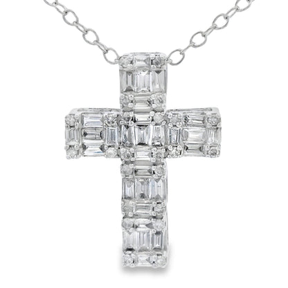 .50ct Diamond Cross Religious Pendant 10KT White Gold