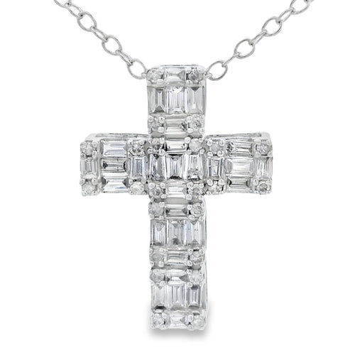 .50ct Diamond Cross Religious Pendant 10KT White Gold