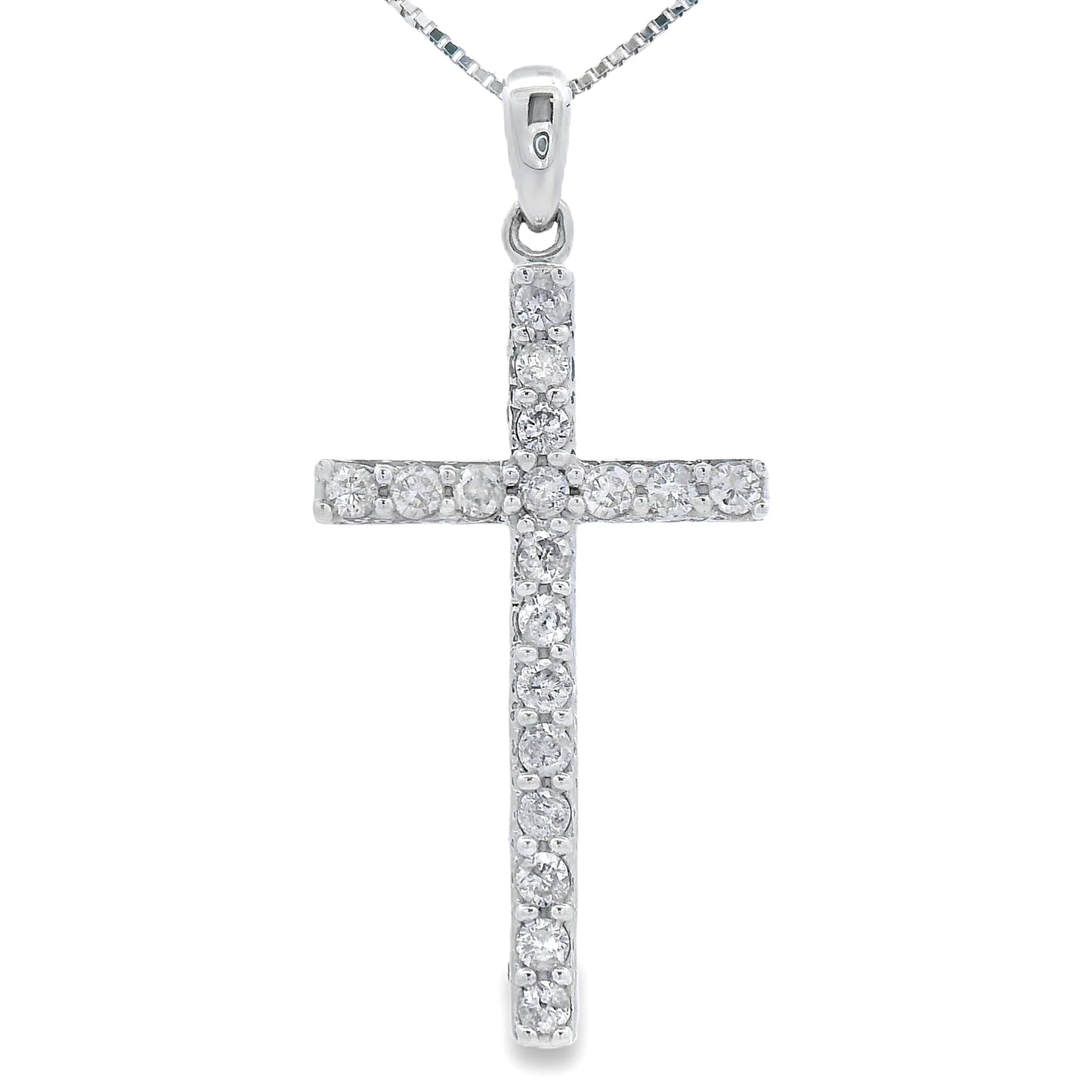 .25ct Diamond Cross Religious Pendant 14KT White Gold