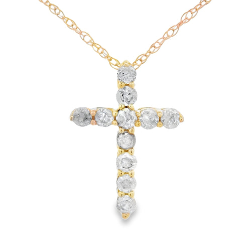 .19ct Diamond Cross Religious Pendant 14KT Yellow Gold