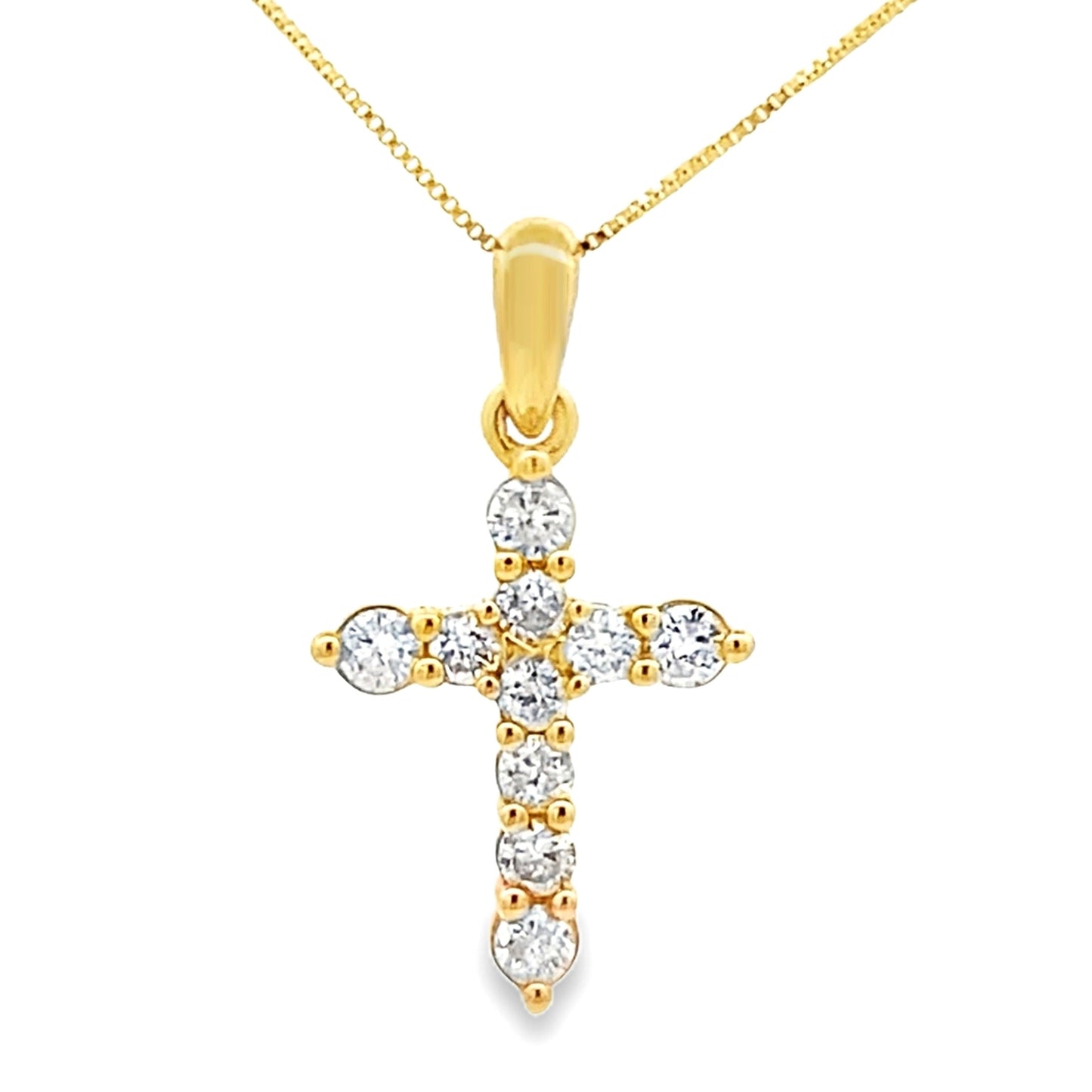 .23ct Diamond Cross Religious Pendant 14KT Yellow Gold