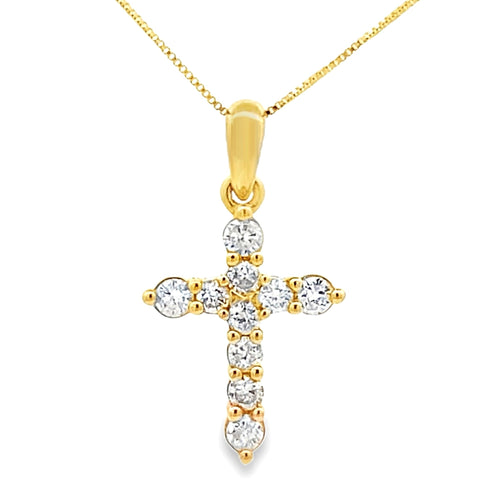 .23ct Diamond Cross Religious Pendant 14KT Yellow Gold