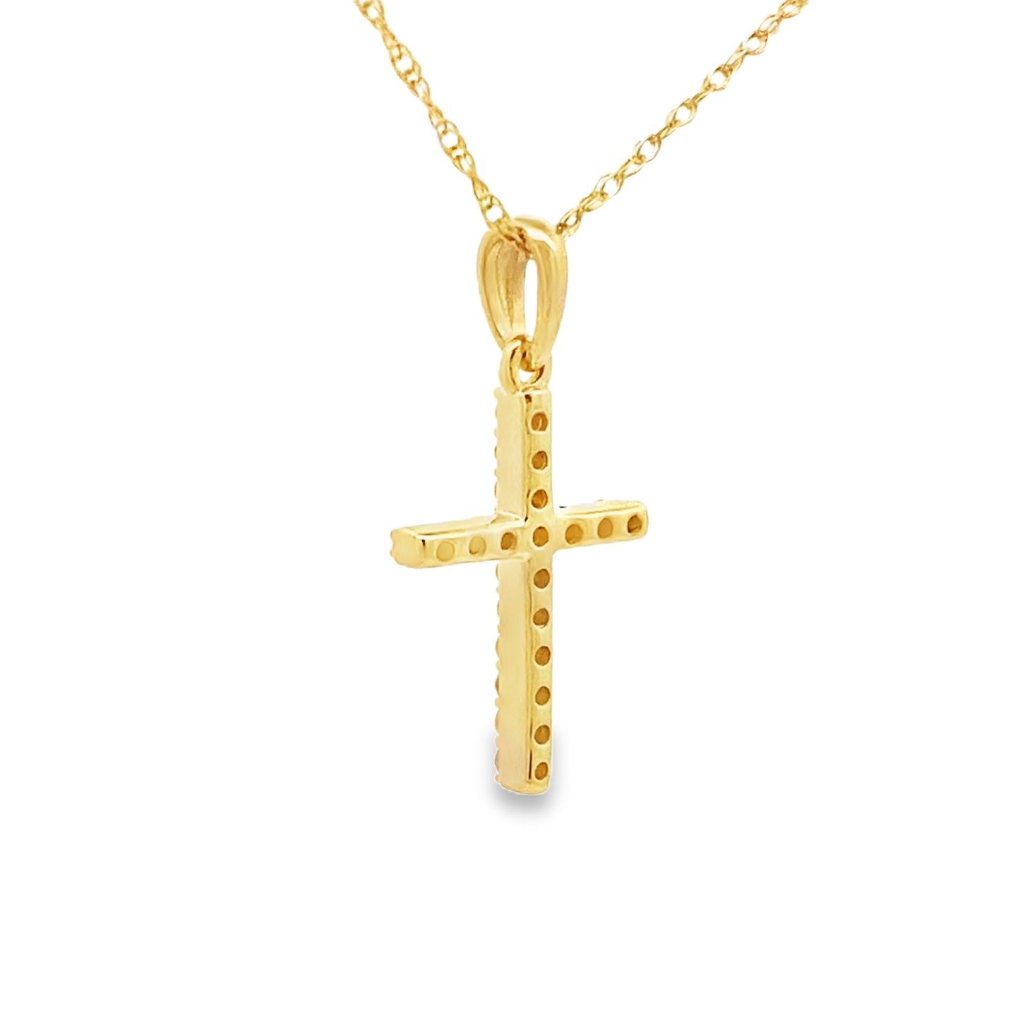 .10ct Diamond Cross Religious Pendant 14KT Yellow Gold