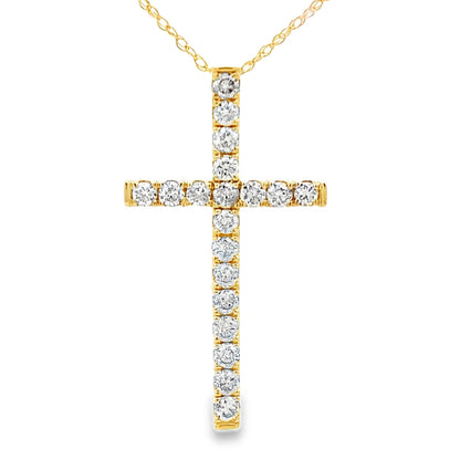.50ct Diamond Cross Religious Pendant 14KT Yellow Gold