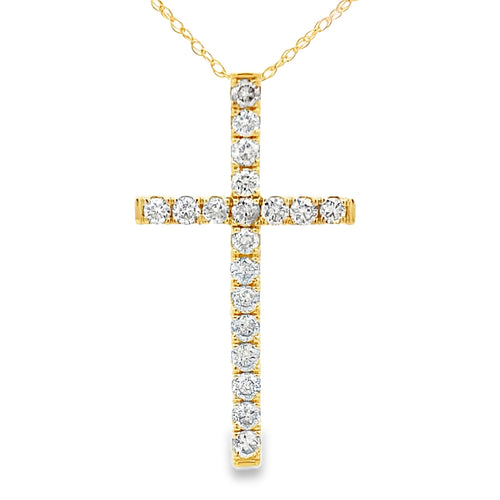 .50ct Diamond Cross Religious Pendant 14KT Yellow Gold
