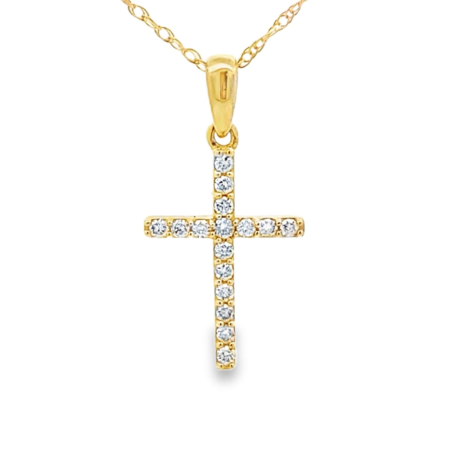 .10ct Diamond Cross Religious Pendant 14KT Yellow Gold