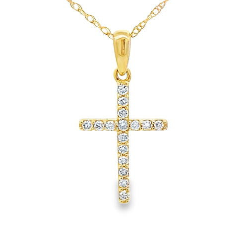 .10ct Diamond Cross Religious Pendant 14KT Yellow Gold