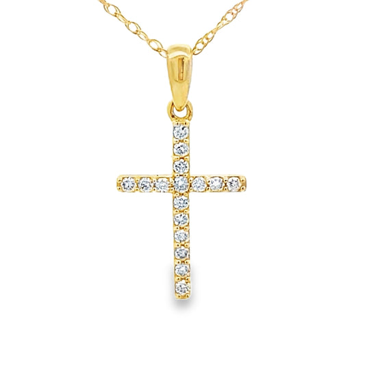 .10ct Diamond Cross Religious Pendant 14KT Yellow Gold