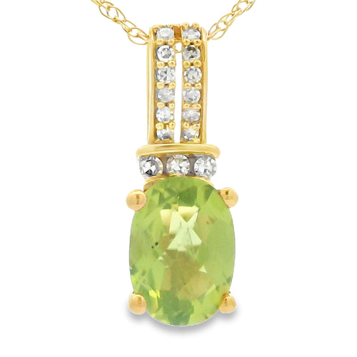 .37ct Peridot Diamond Fashion Pendants 10KT Yellow Gold