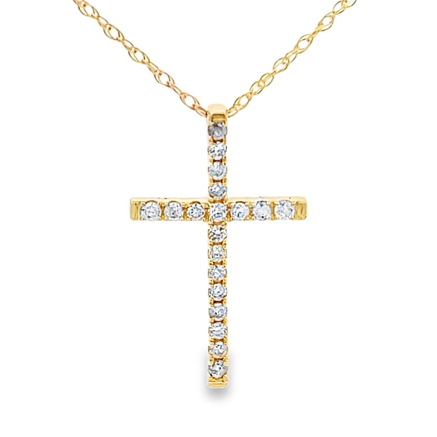 .11ct Diamond Cross Religious Pendant 14KT Yellow Gold