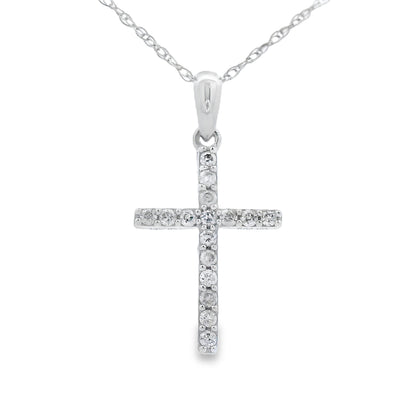 .11ct Diamond Cross Religious Pendant 14KT White Gold